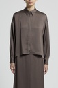 Woman Shirt Flowy Pounded Viscose Blend Satin Brown 