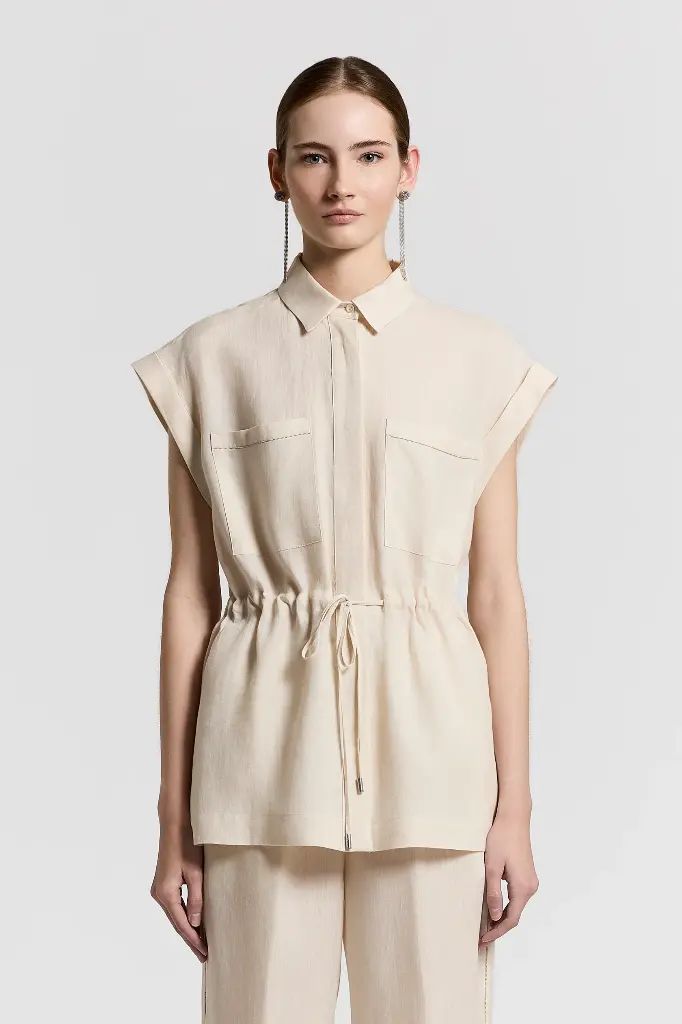 Shirt in lightweight pure linen canvas