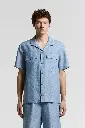 Camp shirt in linen canvas in blue