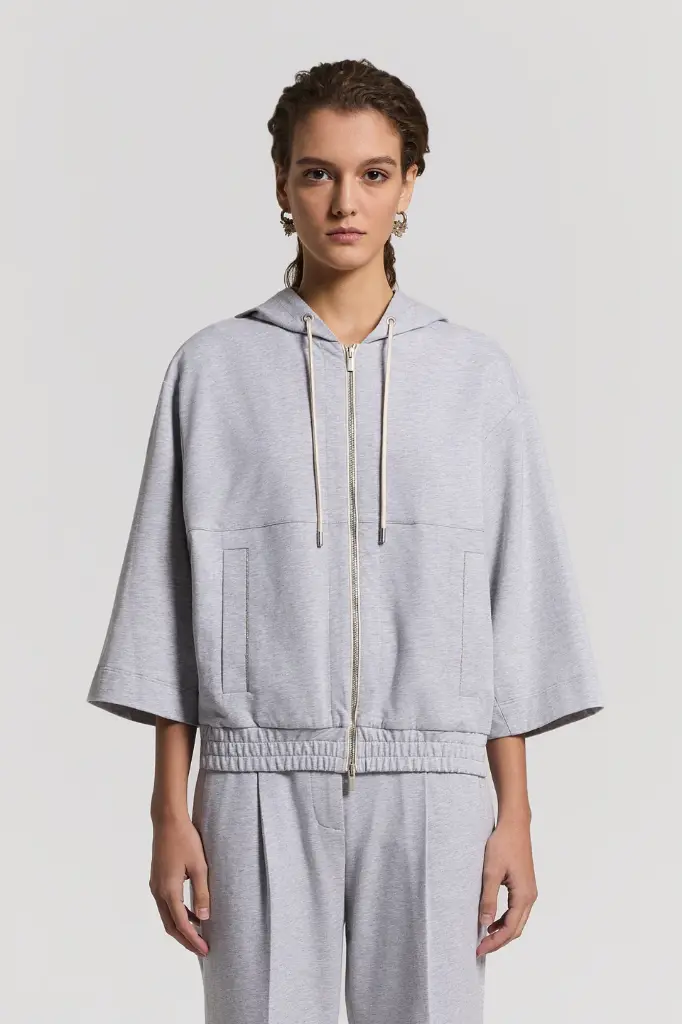Sweatshirt Melange light cotton stretch fleece Solar white