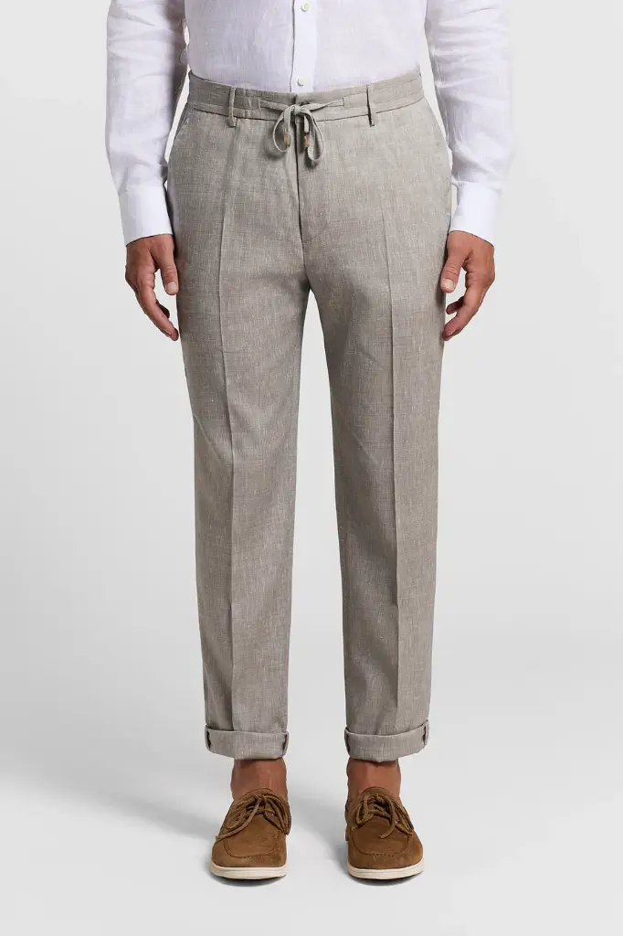 Linen and wool jogger trousers