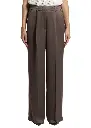Woman Pants Flowy Pounded Viscose Blend Satin Brown 