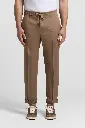 Jogger man pants with drawstring Luxury cotton wool blend twill Zegna fabric Mediterranean Brown