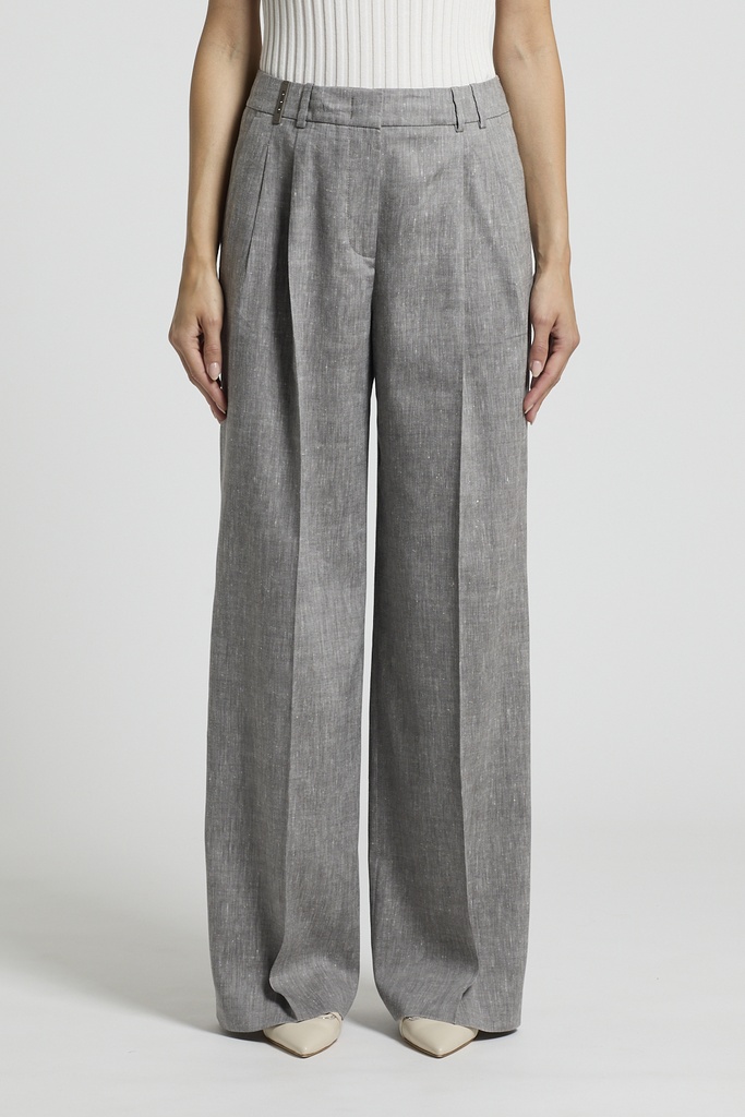 Woman Pants Linen Wool Blend 