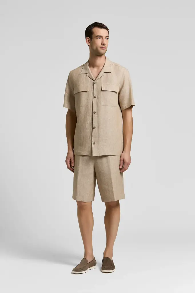 Camp shirt in linen canvas