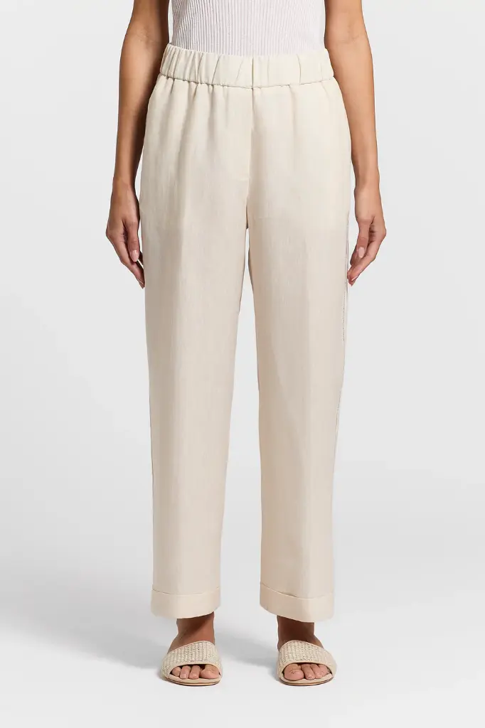 Trousers in lightweight pure linen canvas