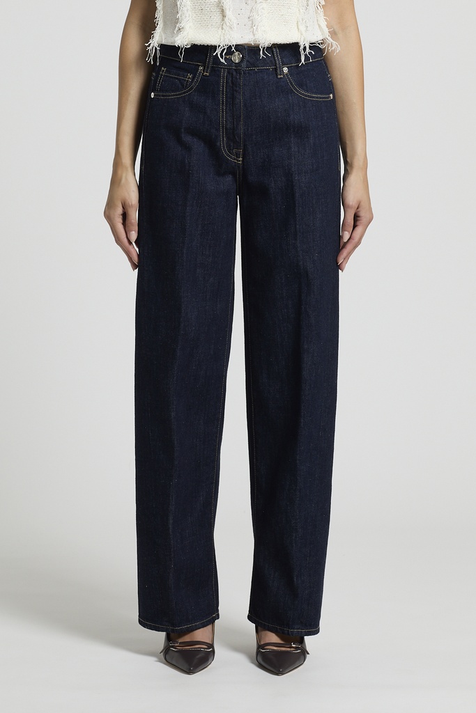 Woman pants Pure cotton denim Ink