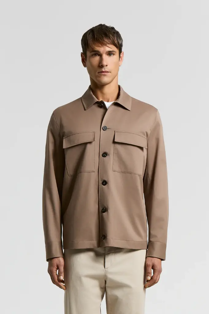 Cotton Blend Twill Overshirt