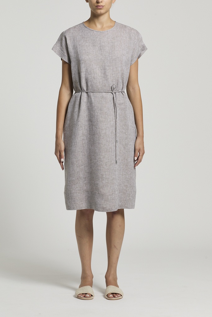 Dress In Lightweight Pure Linen Canvas