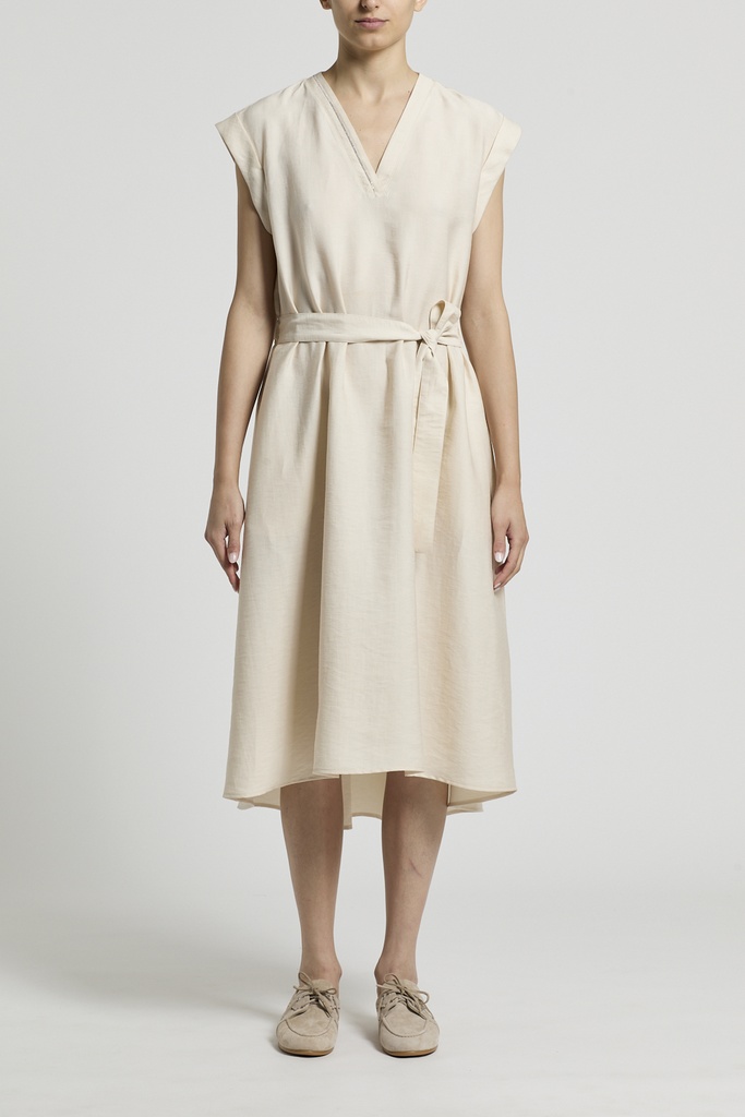 Dress In Flowing Viscose Linen Twill