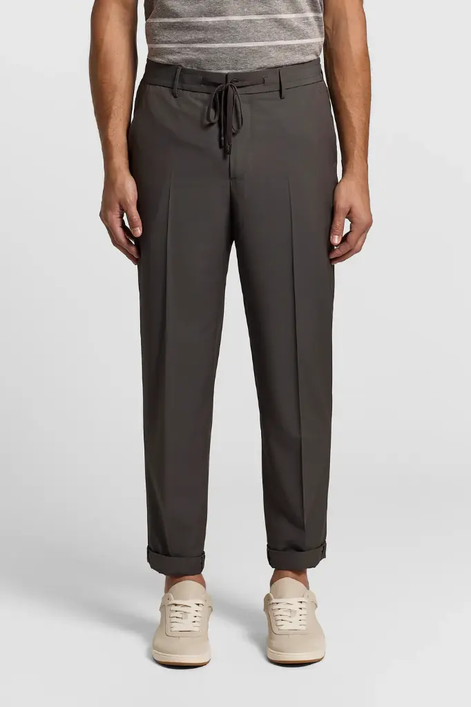 Jogger Trousers In Light Wool Canvas