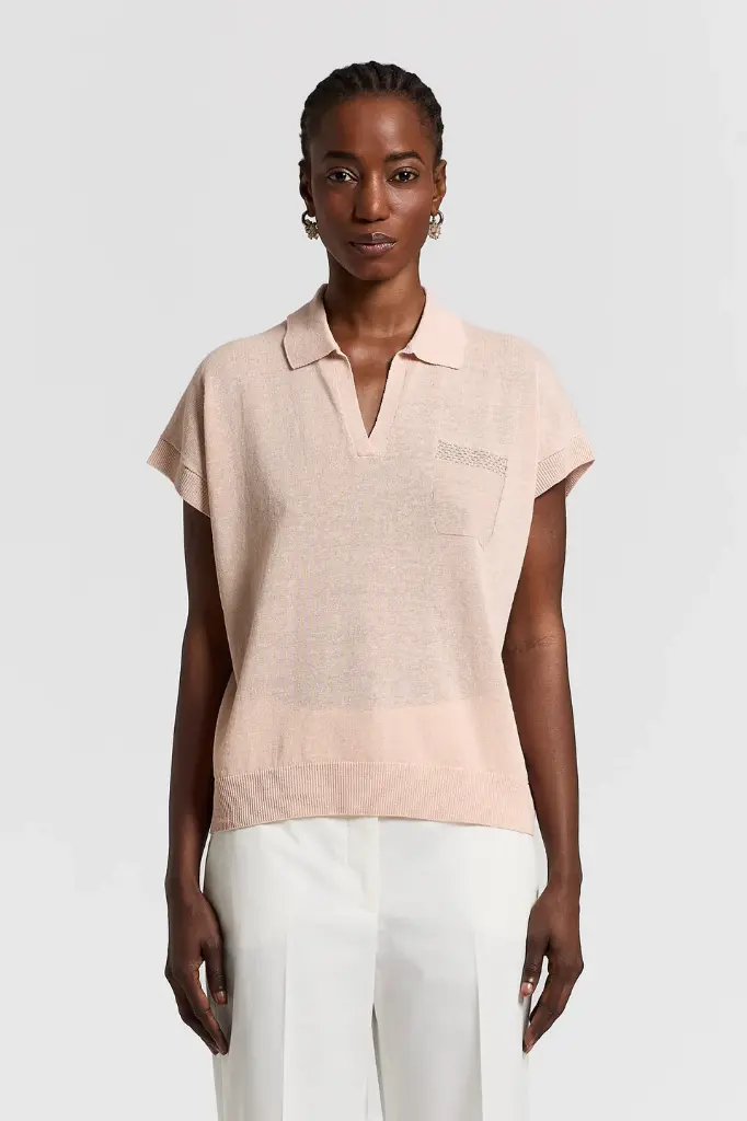 Linen and cotton polo shirt