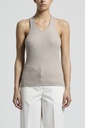 Woman Top Cotton Lurex Rib Brown Clay