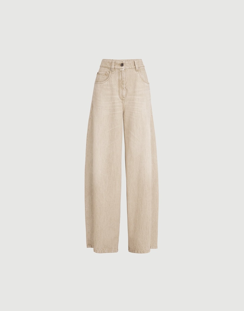 Authentic Denim Wide Trousers With Monili