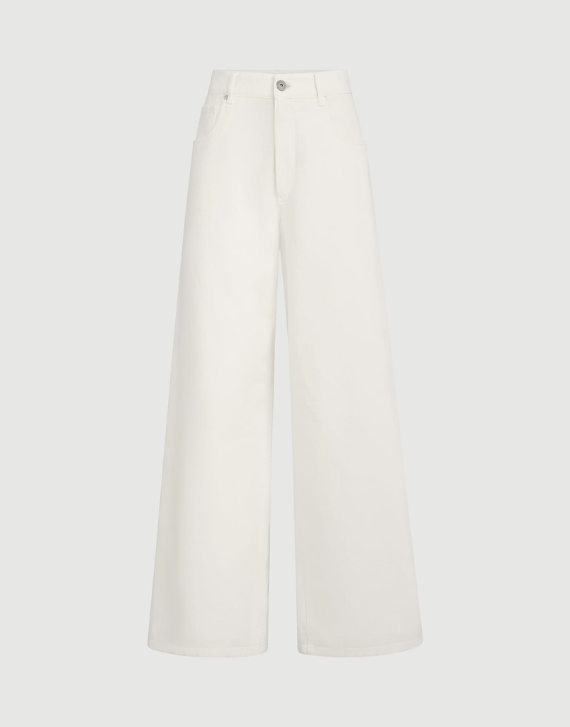 Dyed Denim Wide Trousers With Monili