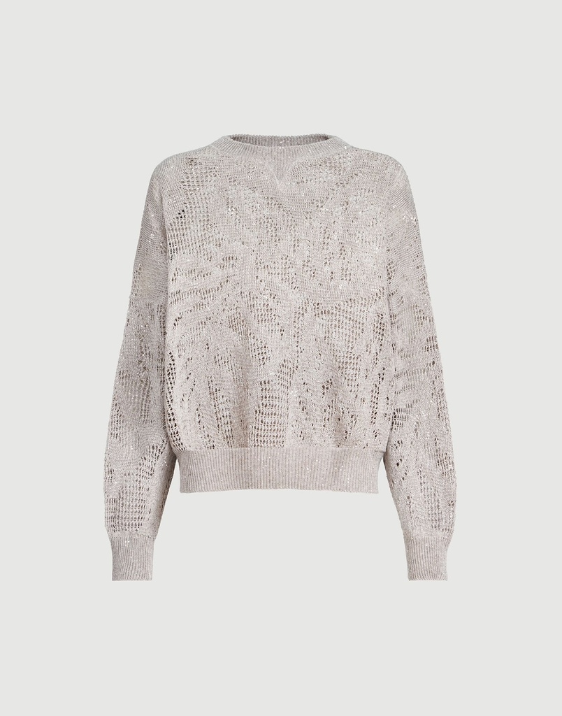 Dazzling Water Lillies Sweater In Linen And Cotton