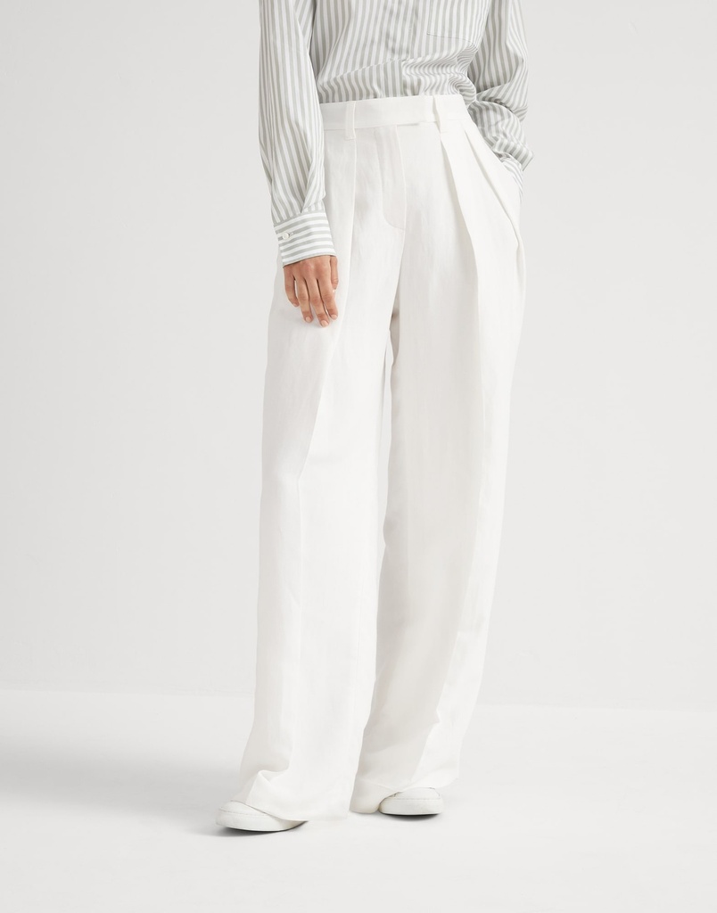 Viscose And Linen Fluid Twill Sartorial Wide Trousers