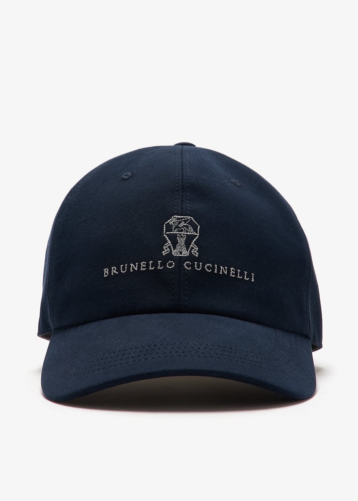 Garment-dyed twisted cotton gabardine baseball cap with embroidered logo