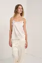 Stretch Silk Satin Top With Monili