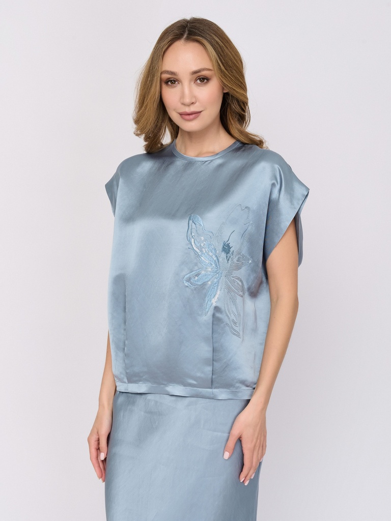 Satin Blouse With Embroidery