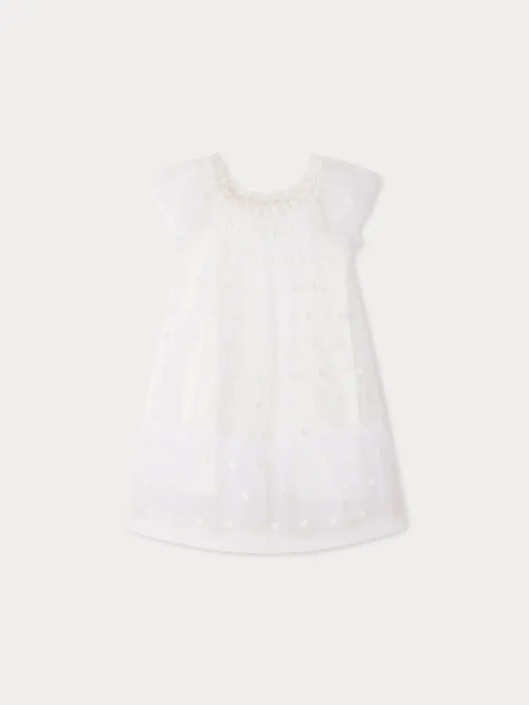 Lisabeth Dress in Tulle Embroidered with Flowers