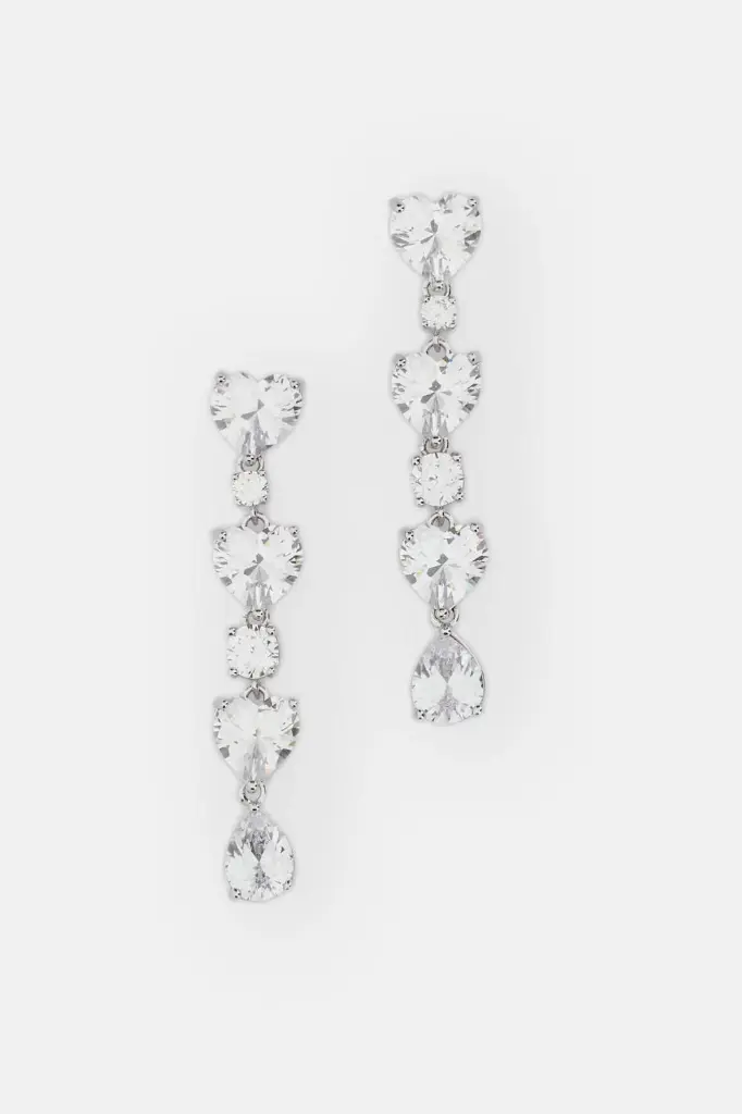 Crystal Heart Tiered Earrings