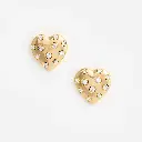 Gold Crystal Heart Earrings