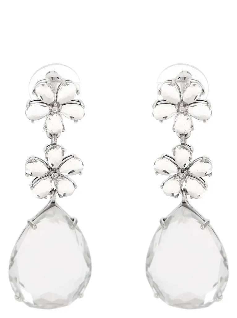 Crystal Flower Tiered Earrings