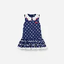 Navy Polka Dot Cotton Sleeveless Dress