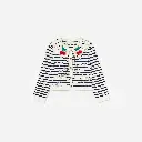 Cream And Navy Striped Knitted Cardigan