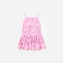 Pink Sleeveless Flower Lace Dress