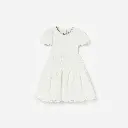 White Lace Pearl Trim Dress