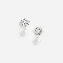 Mini Crystal Flower Pearl Earrings