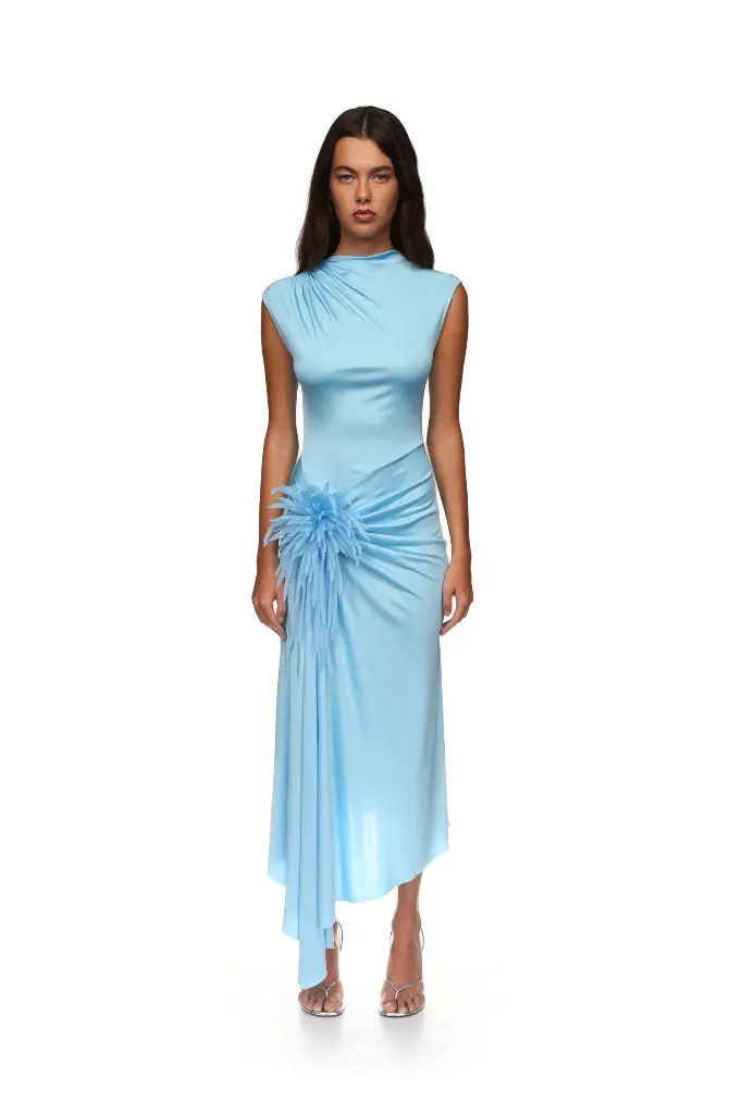 Cactus Dahlia Detail Draped Midi Dress