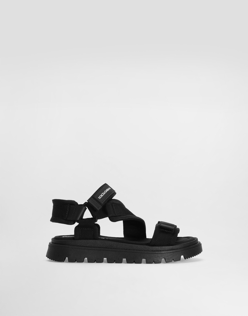 Fabric and Nappa Calfskin Sandals