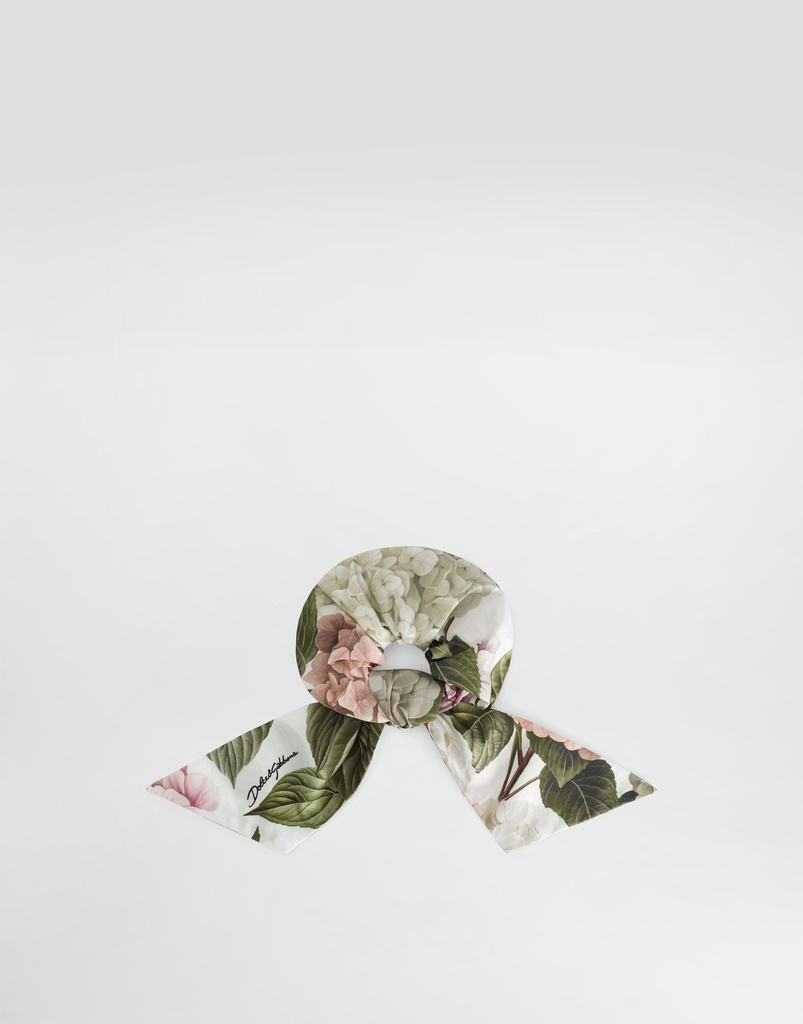 Hydrangea Print Poplin Scrunchie