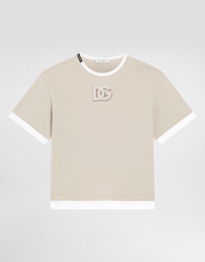 Jersey T-Shirt with Embroidered DG Appliqué