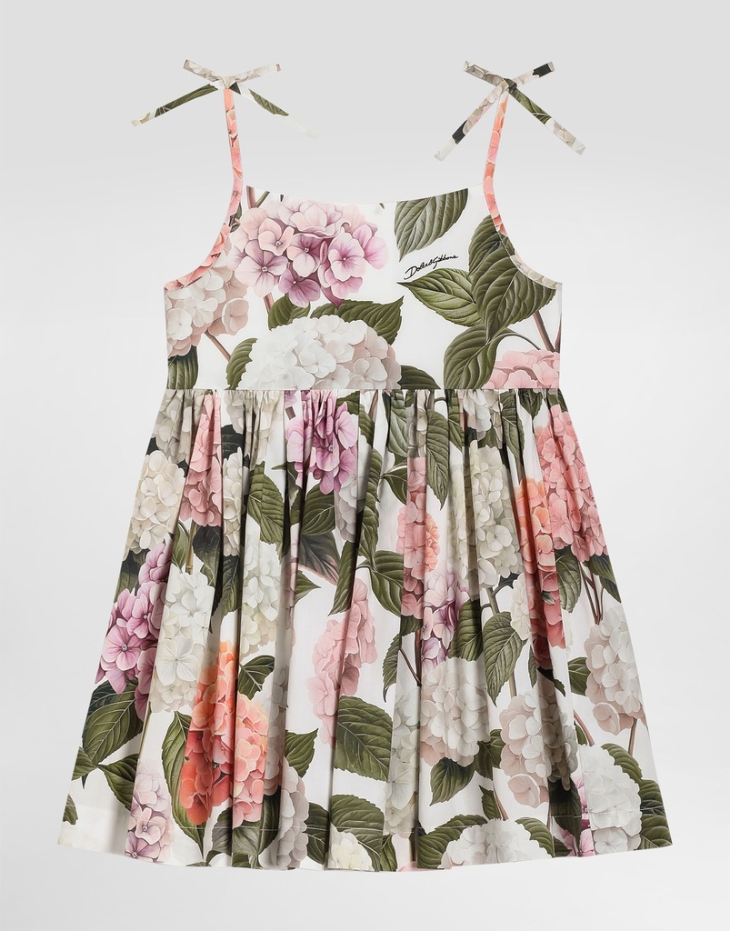Hydrangea Print Poplin Dress