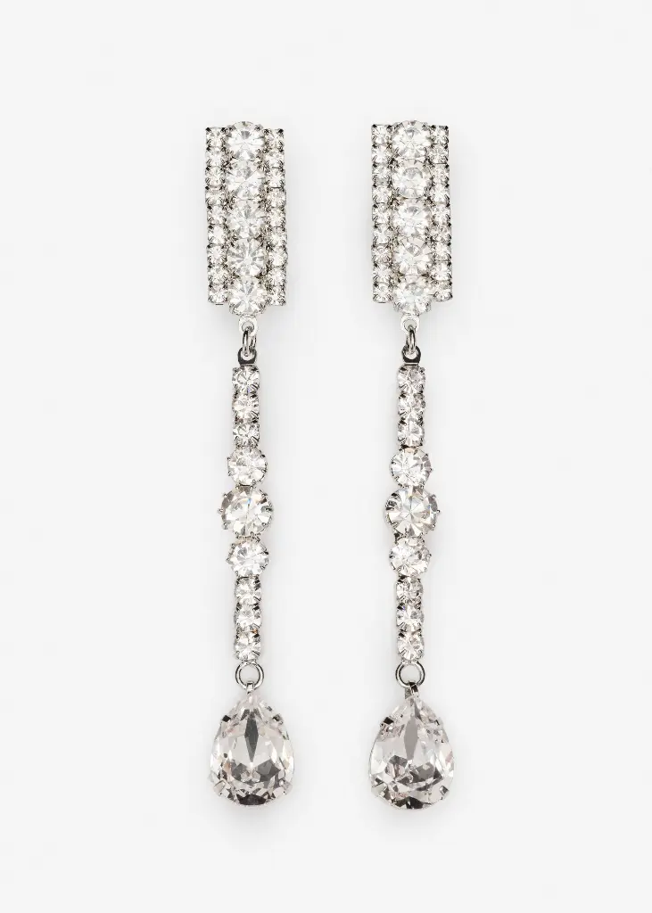 Crystal Drop Earrings in Silver