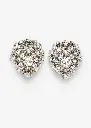 Crystal Embellished Cluster Stud Clip Earrings in Silver