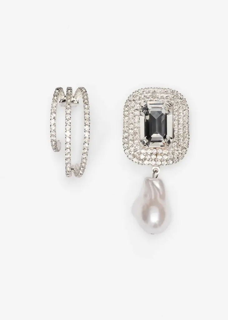 Hoop and Drop Earrings Set in Silver