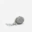 Grey Oval Crystal Chain Clutch Bag 