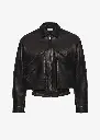 Classic Collar Vintage Leather Jacket in Black