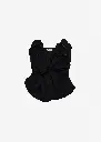 Draped Corset with Floral Detail in Black