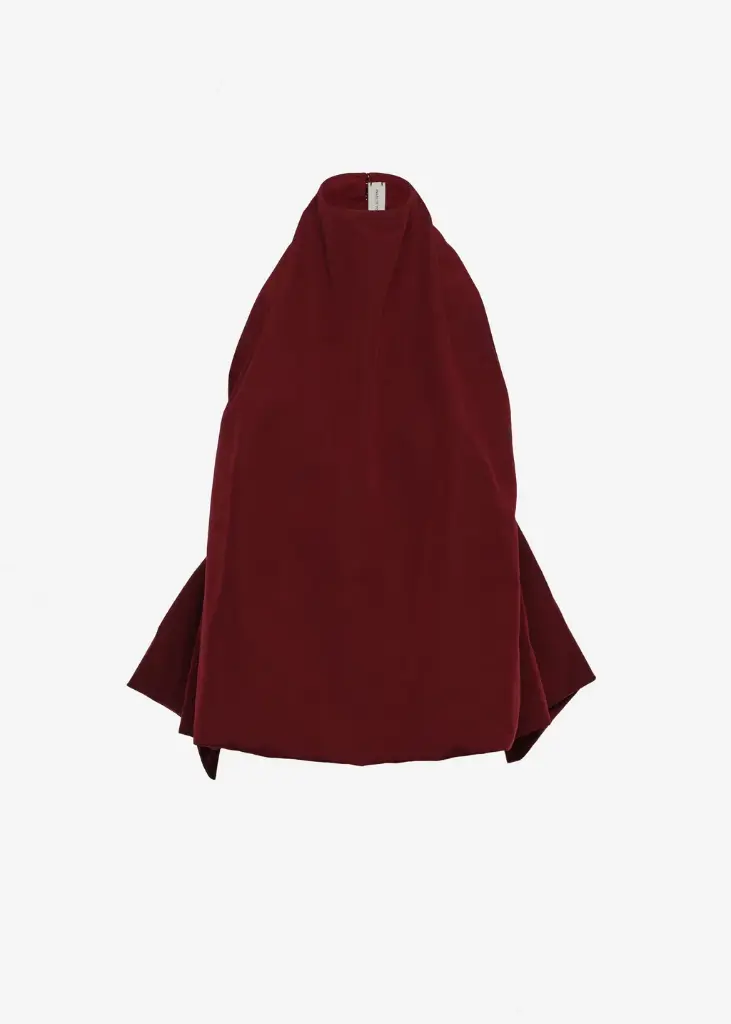 Open Back Halterneck Top in Burgundy