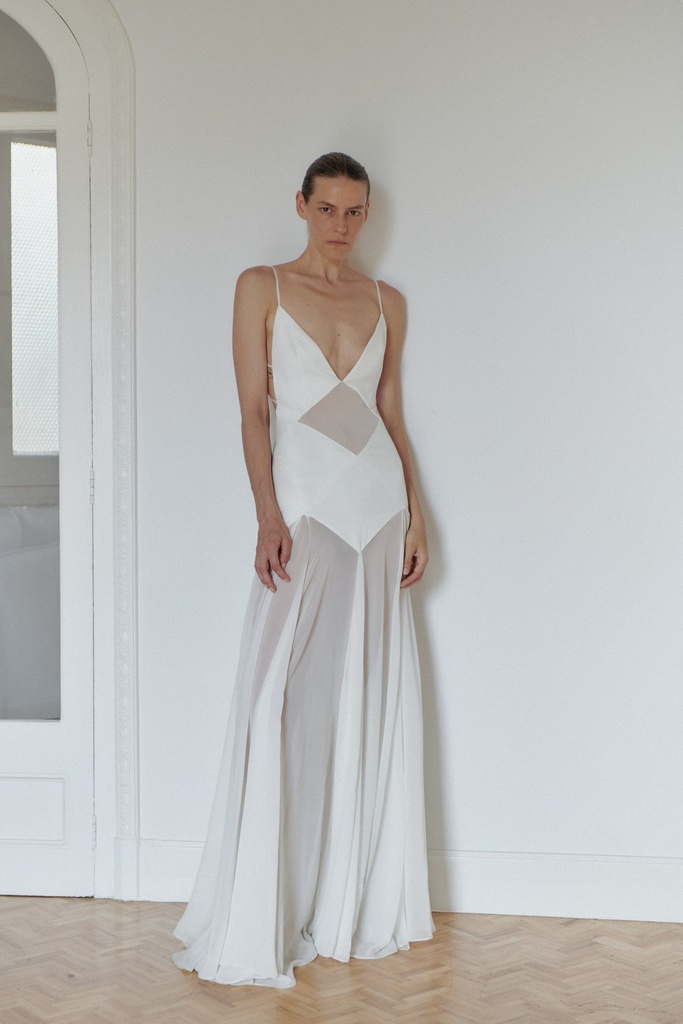 Long Dress with Open Back and Stripes