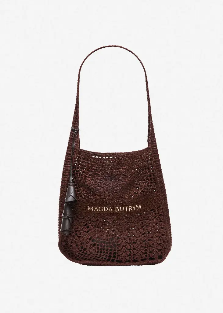 Crochet Tote Bag in Brown