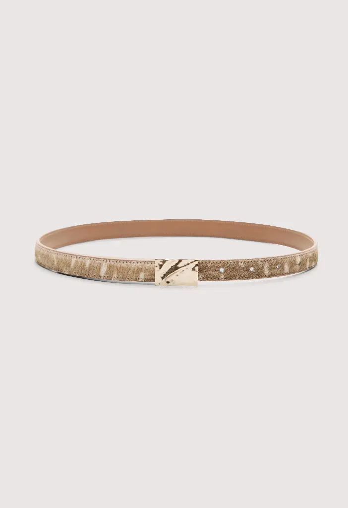 CHARLOTTE Deer print pony-effect leather belt