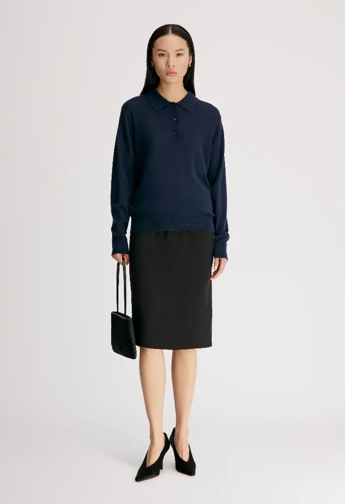 MILES Long-sleeve fine knit polo top