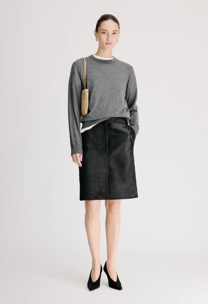 DEBI Pony-effect leather skirt